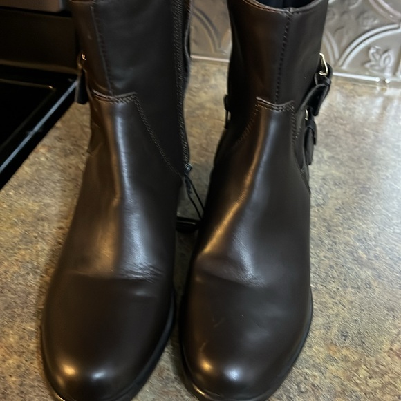 NWT Emanuele‎ Crasto Double Buckle Moto Boots Brown Leather Italy  sz 39/ US 8.0 - Picture 4 of 9